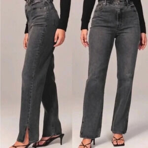 ABERCROMBIE ULTRA HIGH RISE 90S STRAIGHT JEAN GREY BLACK